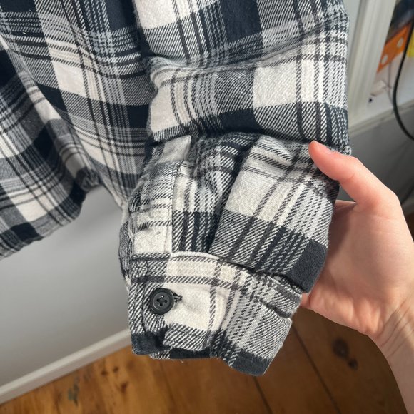 Telluride 100% Cotton Fleece Lined Flannel Button Up Jacket Mens Sz XL BLK/WHITE - Picture 12 of 13